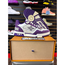 Load image into Gallery viewer, LOUIS VUITTON LV TRAINER MONOGRAM STRAP WHITE PURPLE SZ 8.5