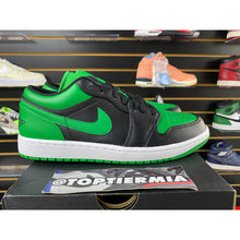 Load image into Gallery viewer, AIR JORDAN 1 LOW BLACK LUCKY GREEN SZ 9 BRAND NEW