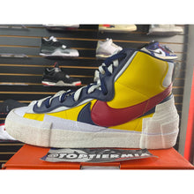 Load image into Gallery viewer, NIKE BLAZER MID SACAI MAIZE NAVY SZ 12