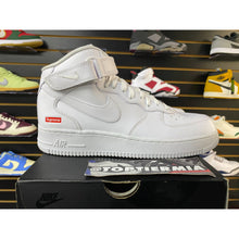 Load image into Gallery viewer, AIR FORCE 1 MID SUPREME WHITE SZ 10.5