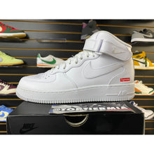 Load image into Gallery viewer, AIR FORCE 1 MID SUPREME WHITE SZ 10.5