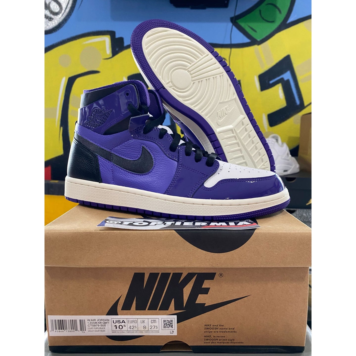 AIR JORDAN 1 HIGH ZOOM AIR CMFT PURPLE PATENT SZ 9