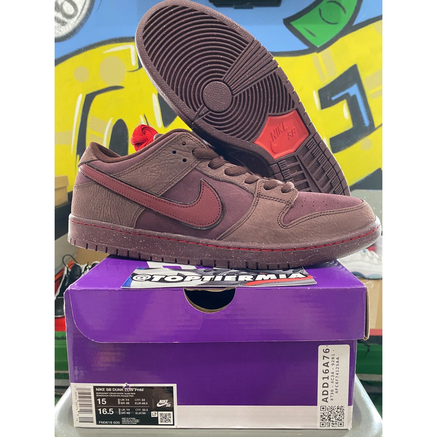 nike sb dunk low city of love burgundy crush 2024 sz 15 BRAND NEW
