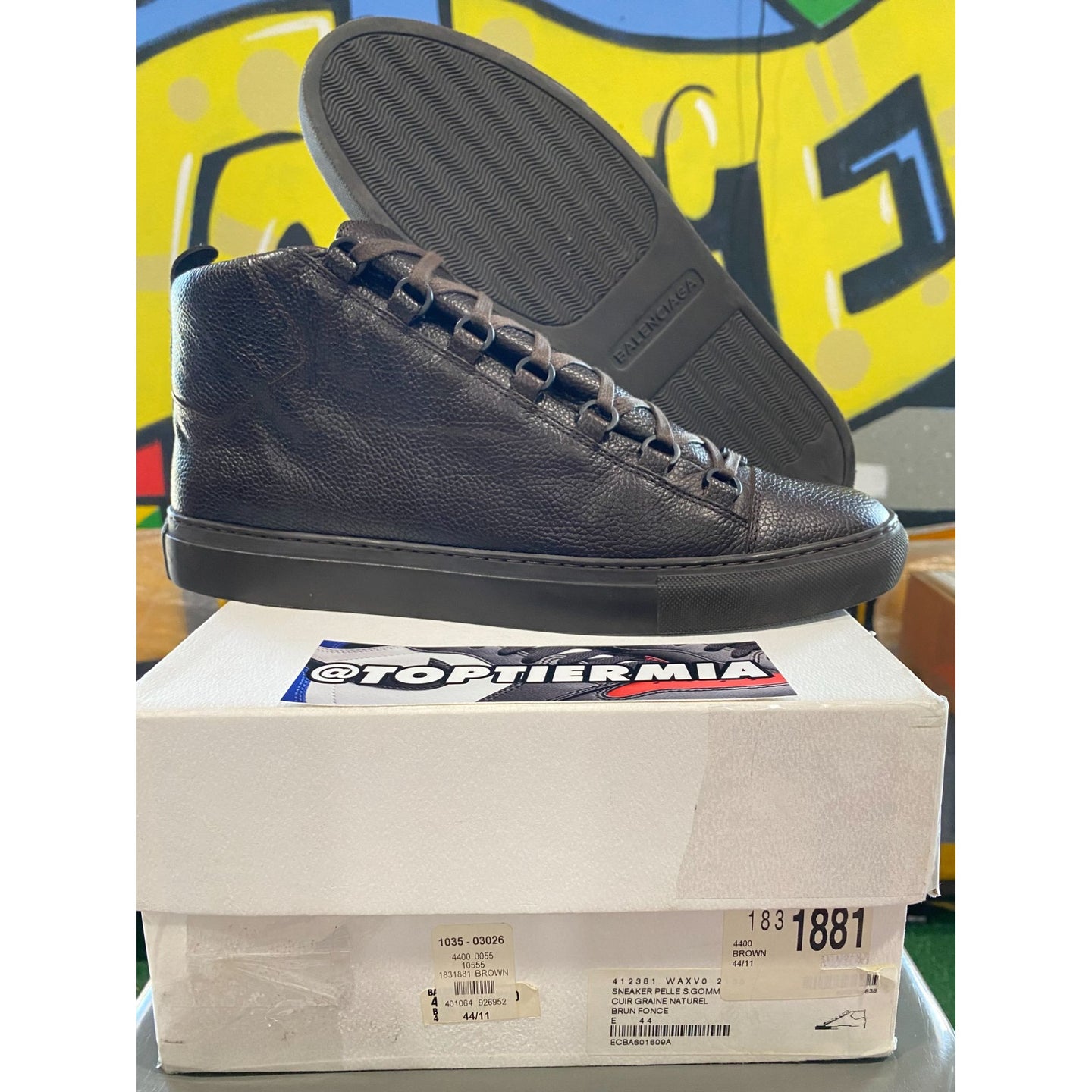 balenciaga arena high brown sz 44eu/11us
