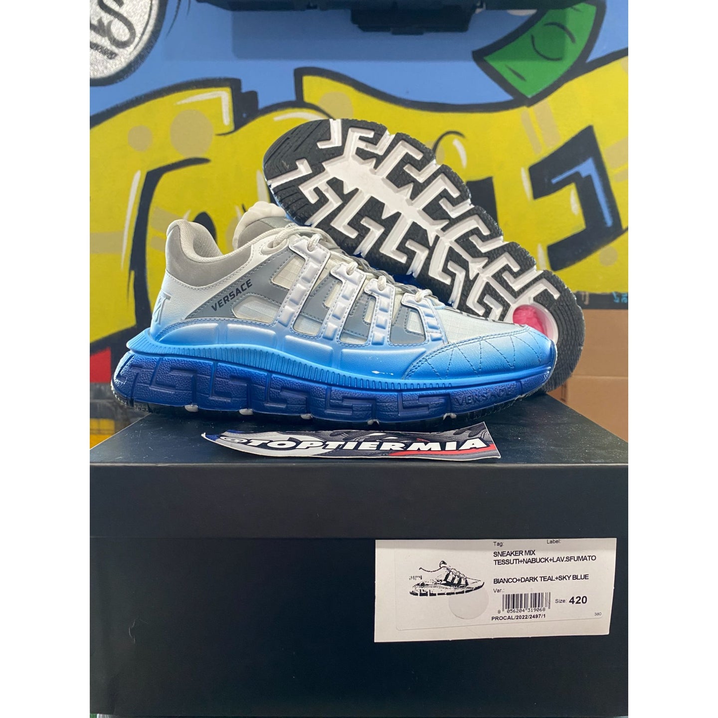 versace trigeca white grey blue sz 42eu/9us