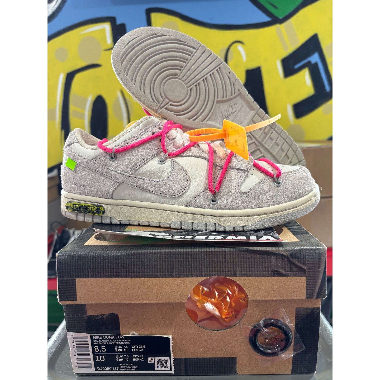 nike dunk low off-white lot 17 2021 sz 8.5