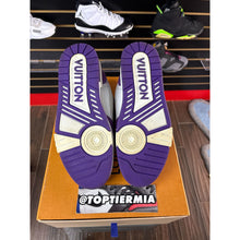 Load image into Gallery viewer, LOUIS VUITTON LV TRAINER MONOGRAM STRAP WHITE PURPLE SZ 8.5

