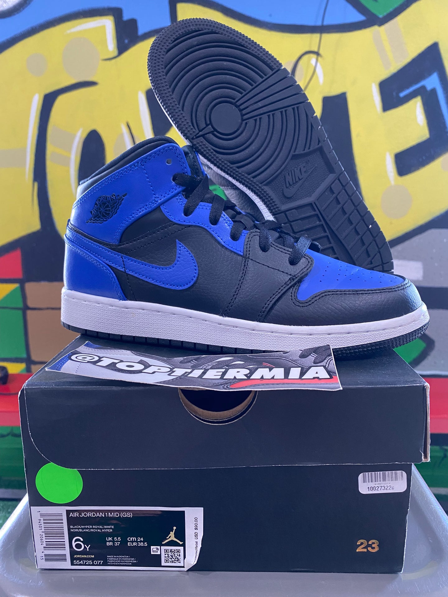 air jordan 1 mid gs hyper royal 2021 sz 6y