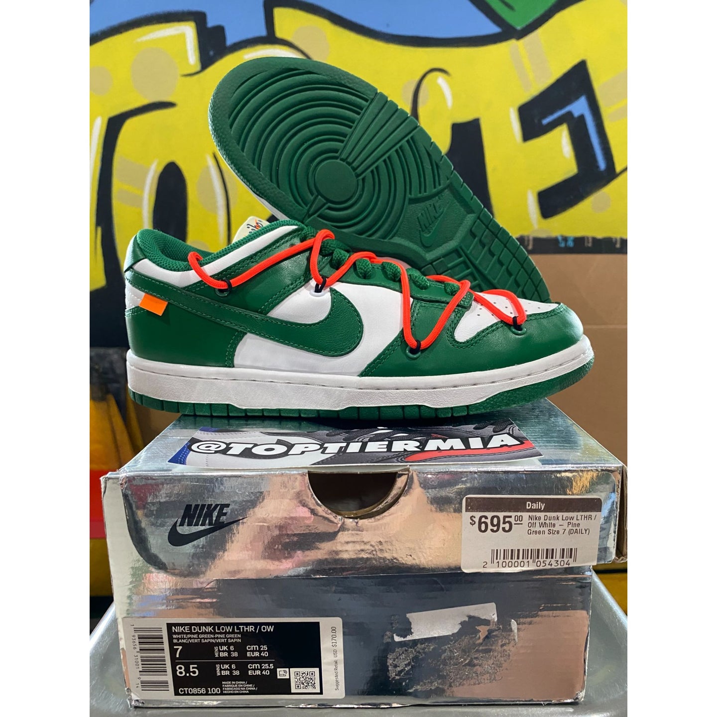 nike dunk low off-white pine green 2019 sz 7