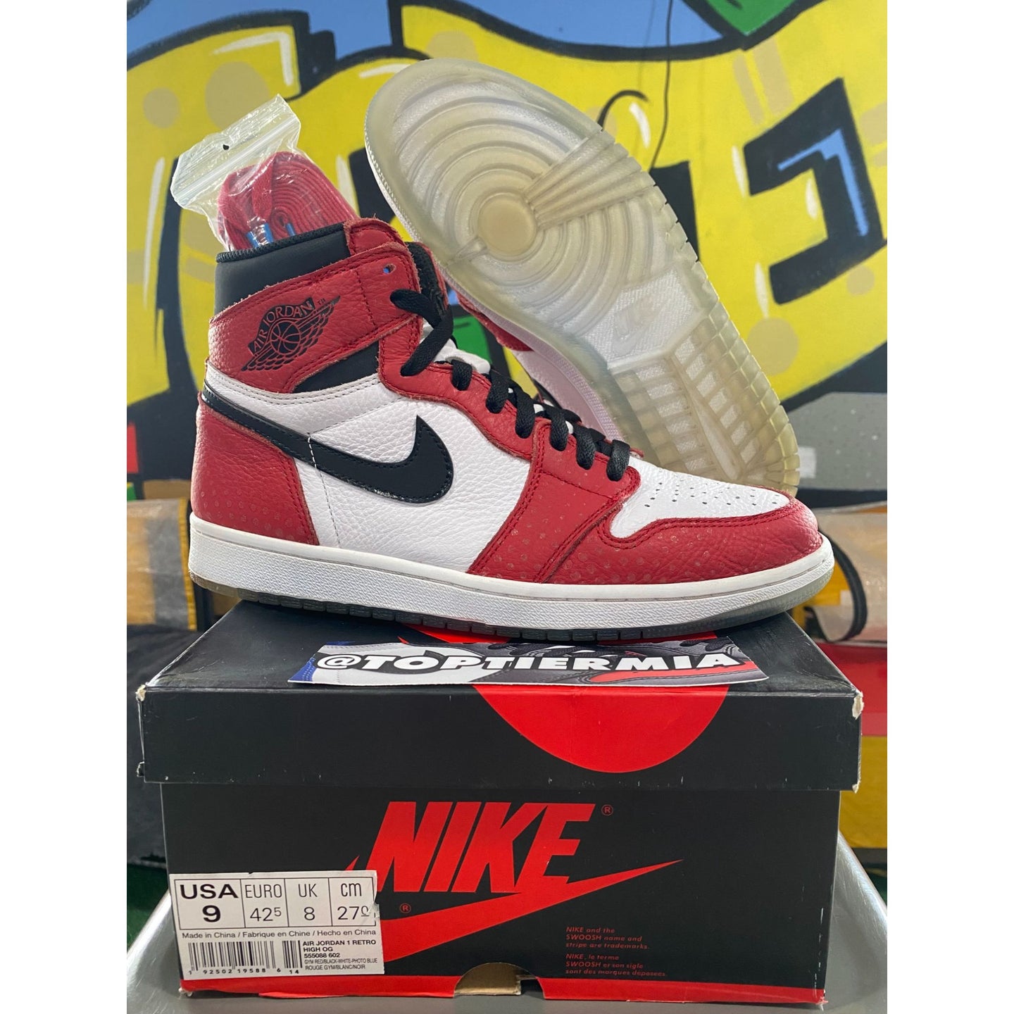 air jordan 1 high og into the spider verse origin story 2018 sz 9