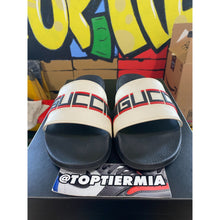 Load image into Gallery viewer, gucci slide stripe white ecru 2019 sz 12ul/13us
