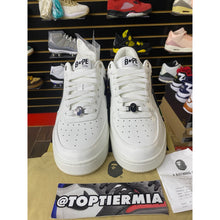 Load image into Gallery viewer, A BATHING APE BAPESTA #1 WHITE BLACK PATENT LEATHER SZ 10
