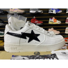 Load image into Gallery viewer, A BATHING APE BAPESTA #1 WHITE BLACK PATENT LEATHER SZ 10

