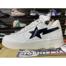Load image into Gallery viewer, A BATHING APE BAPESTA #1 WHITE BLACK PATENT LEATHER SZ 10
