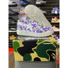 Load image into Gallery viewer, A BATHING APE BAPESTA LOW PURPLE CAMO SZ 8.5
