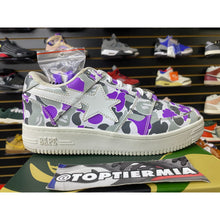 Load image into Gallery viewer, A BATHING APE BAPESTA LOW PURPLE CAMO SZ 8.5
