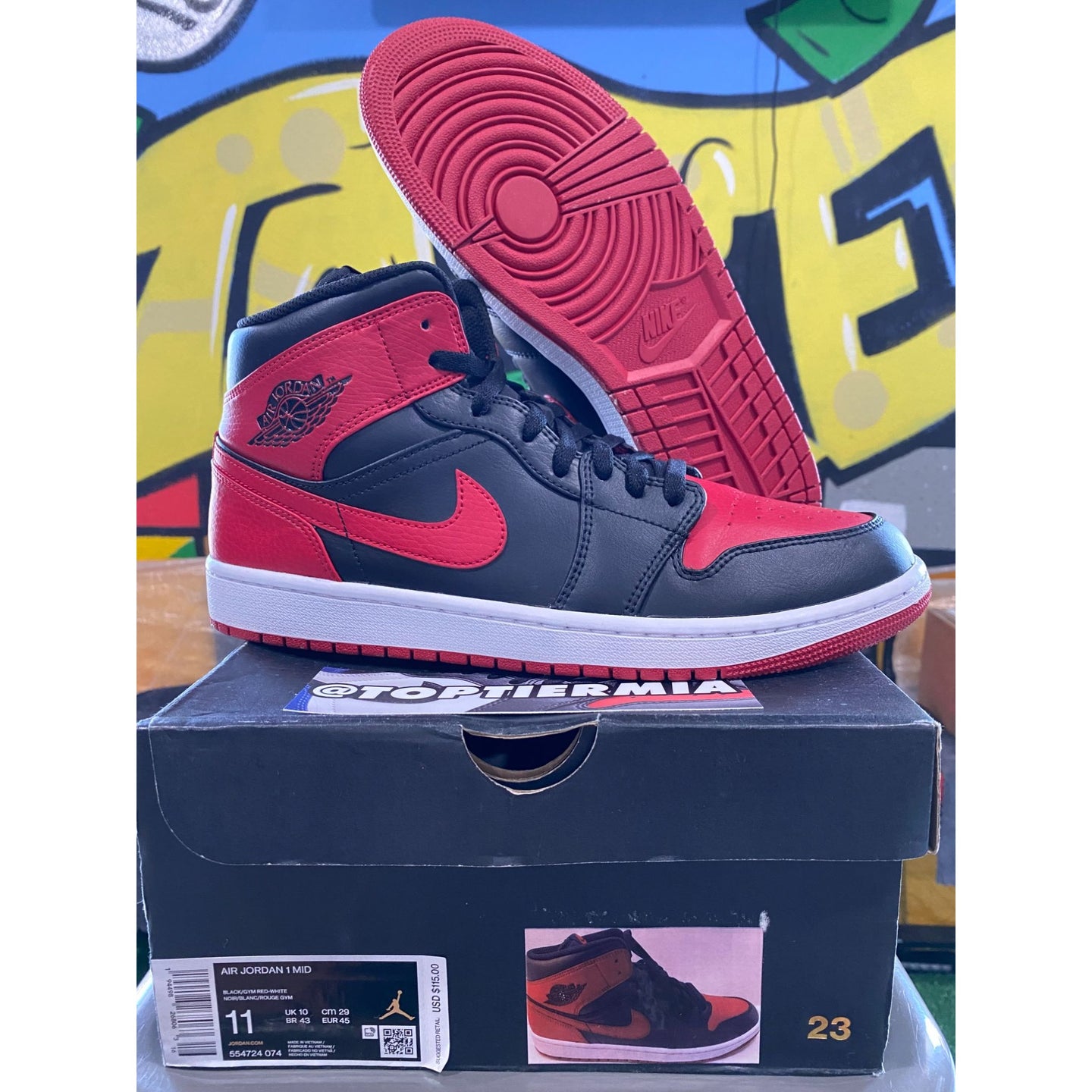 air jordan 1 mid banned 2020 custom sz 11