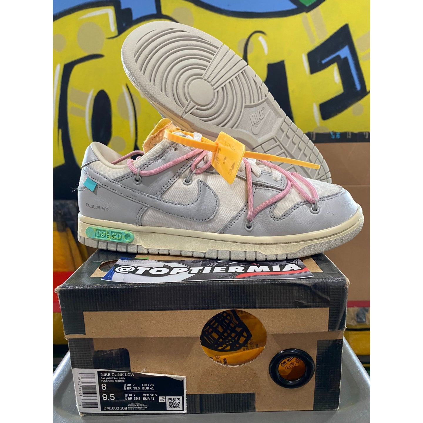 nike dunk low off-white lot 9 2021 sz 8
