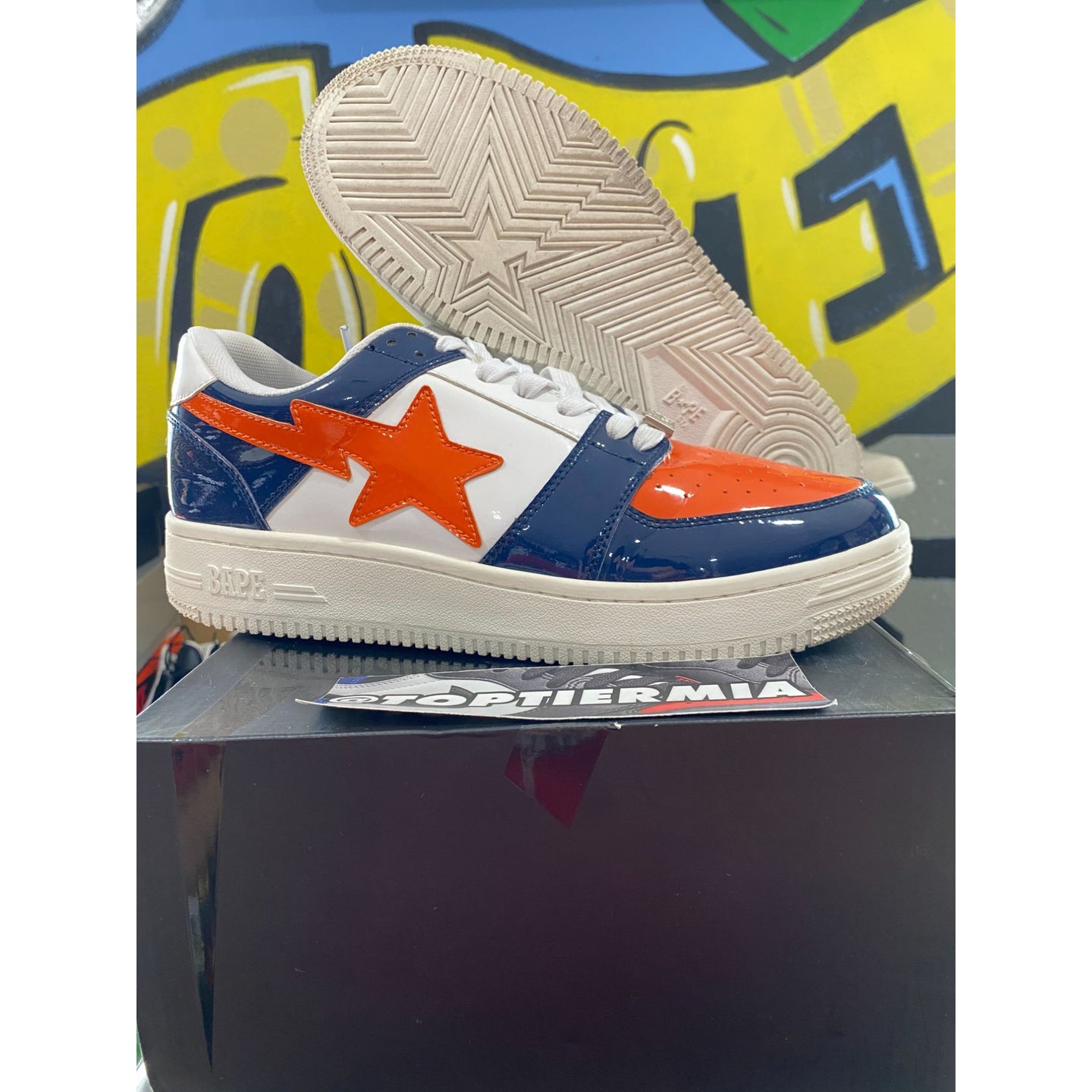 bape bapesta low orange navy 2019 sz 10.5