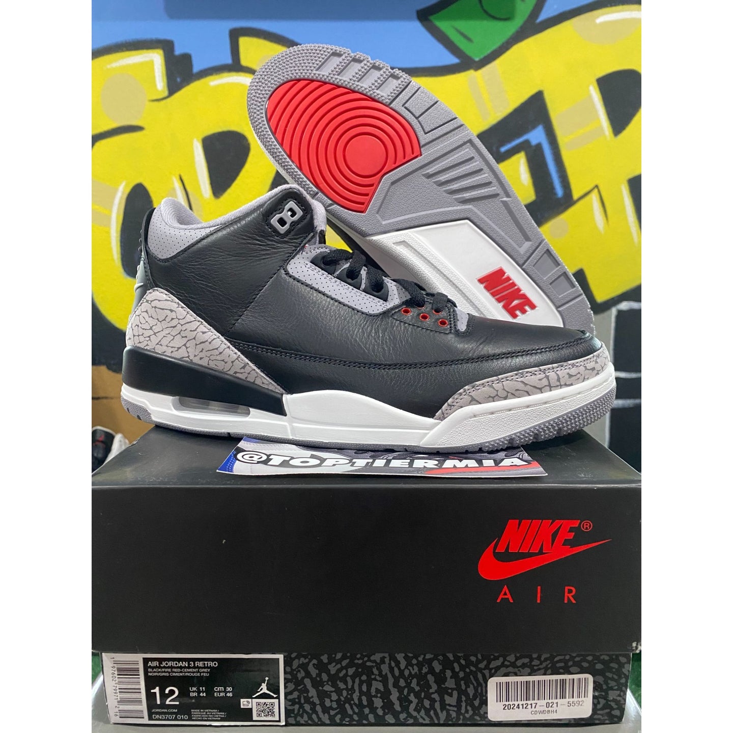 air jordan 3 black cement 2024 sz 12 BRAND NEW