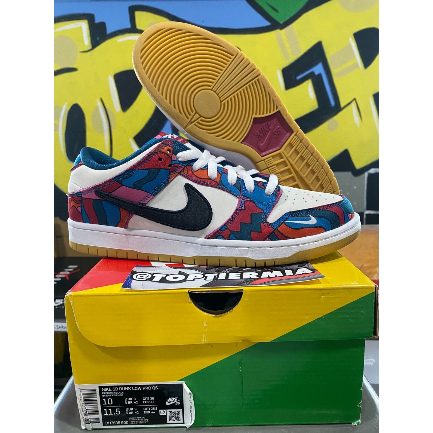 nike sb dunk low parra abstract art 2021 sz 10