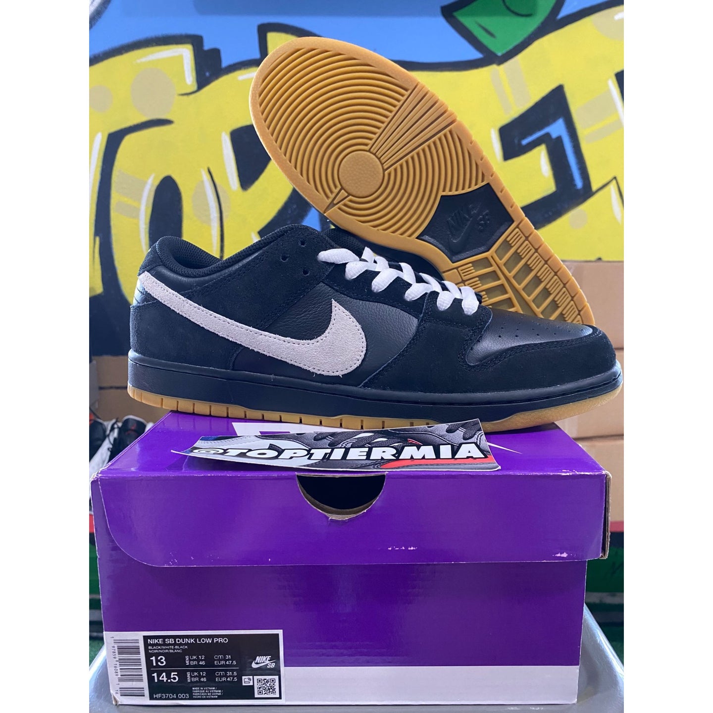 nike sb dunk low black white gum 2025 sz 13