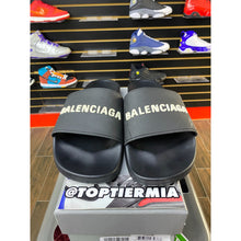 Load image into Gallery viewer, balenciaga pool slide white black sz 44eu/11us

