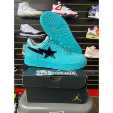 Load image into Gallery viewer, A BATHING APE BAPESTA #1 TURQUOISE BLUE BLACK SZ 8.5 BRAND NEW
